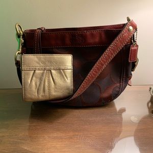 Burgundy Coach purse and wallet set